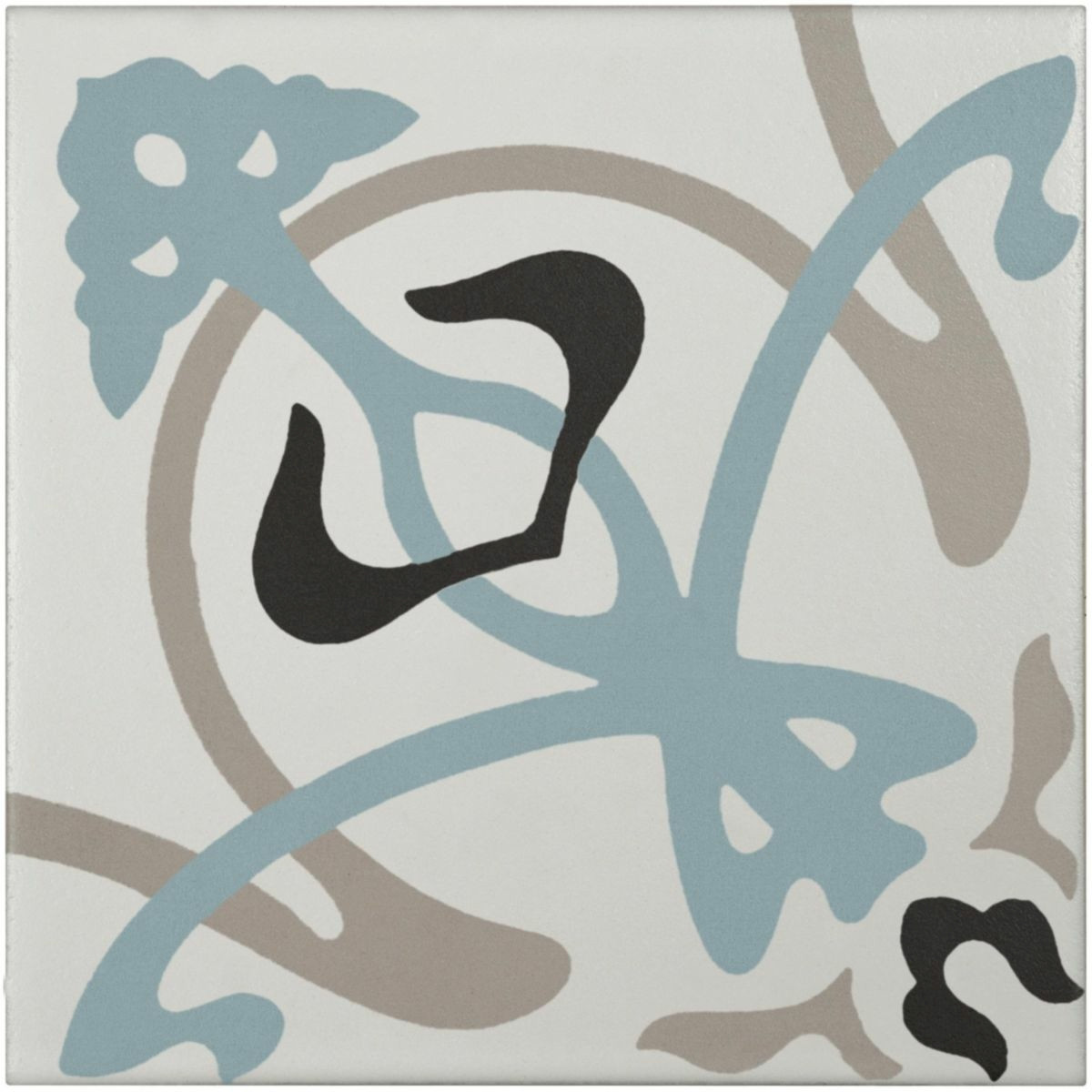 BATI ORIENT - Grès cérame Contemporain bleu / anthracite / blanc cassé / gris décor  - 20 x 20 cm - Réf.CEMI18