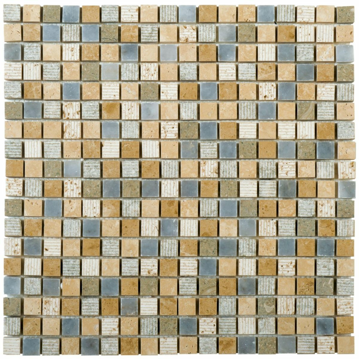 BATI ORIENT - import Marbre beige structuré gris marron mix adouci poli mosaïque 1,5x1,5cm - 30,5x30,5 - Réf.MAMI132