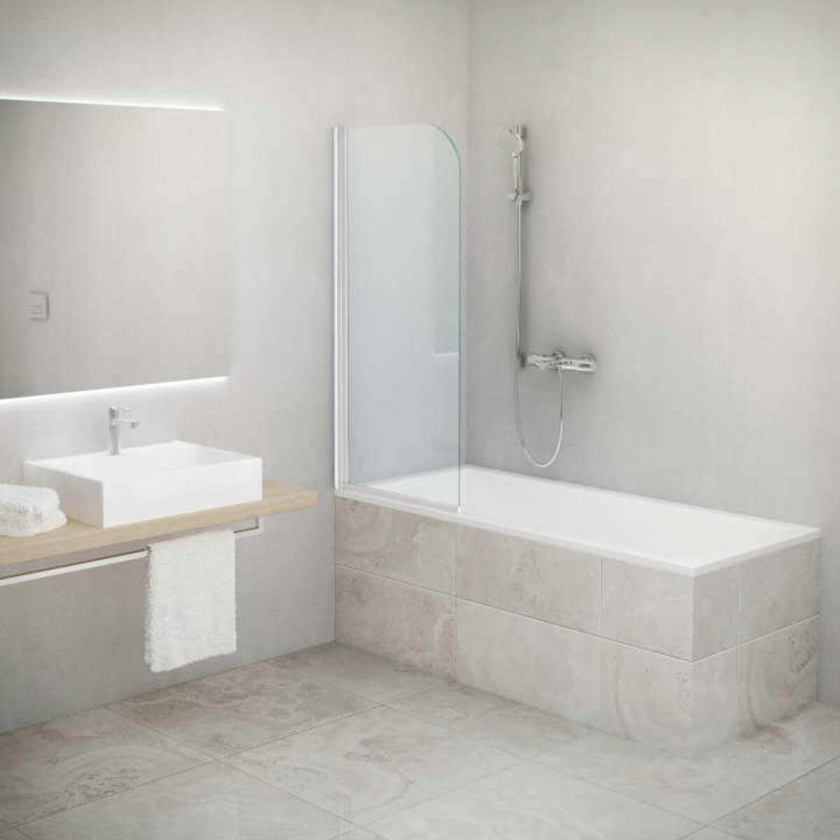 EQUI - Paroi baignoire porte pivotante EIBAE L80 1.4M blanc verre clair - Réf.1406000254