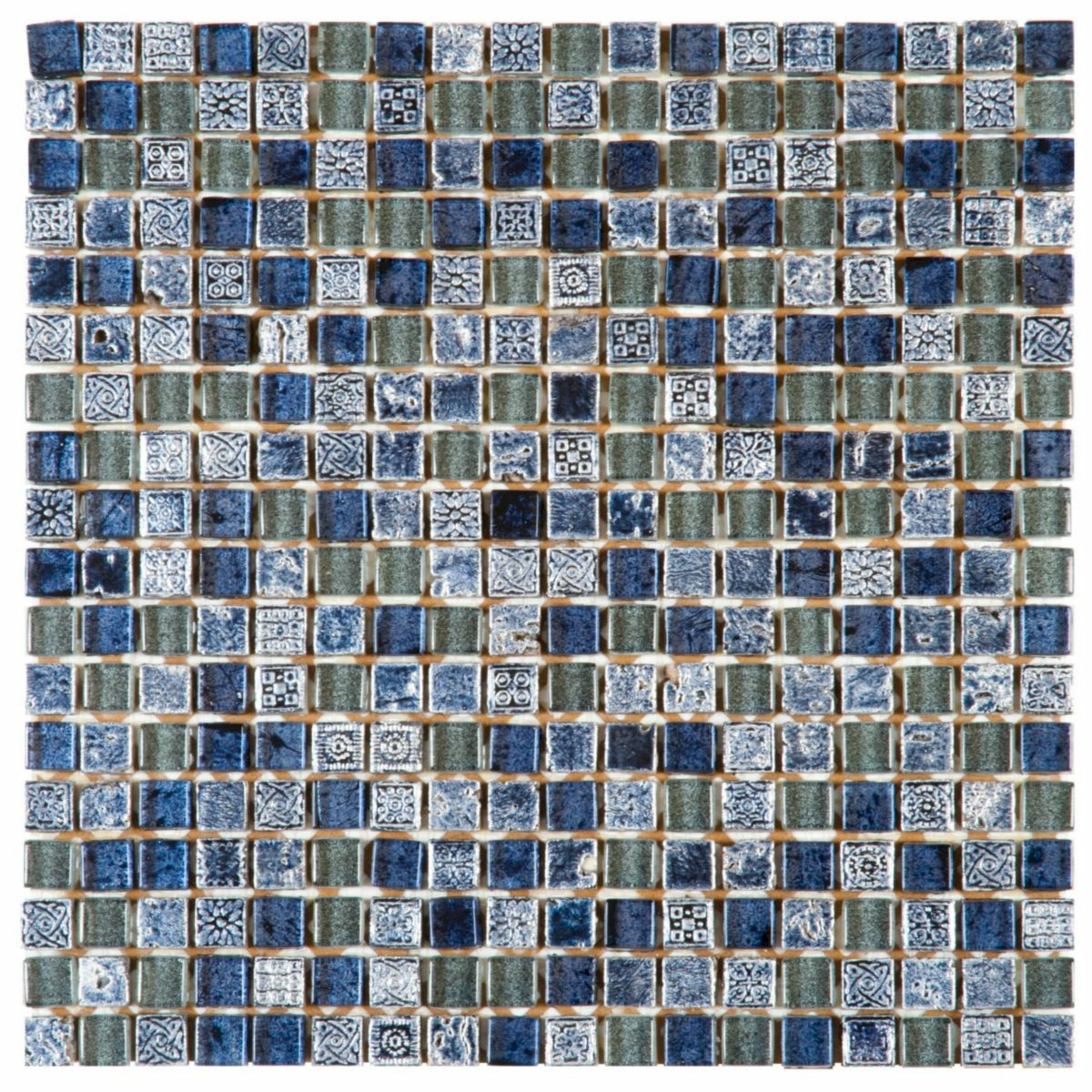 Marbre et verre Bati Signatures bleu naturel mosaïque (2x2 5x5) 30x30cm VEMI98