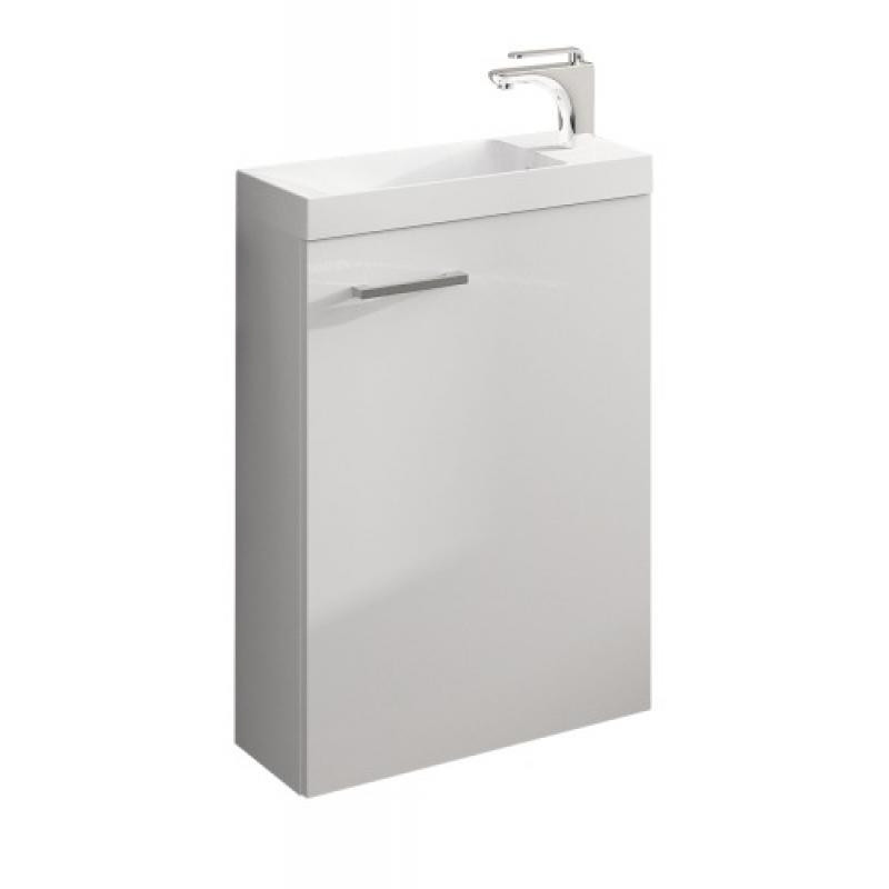 Meuble lave-mains Palerme  - A2309024 - 1 porte blanc brillant (larg. 40 cm) + vasque synthèse