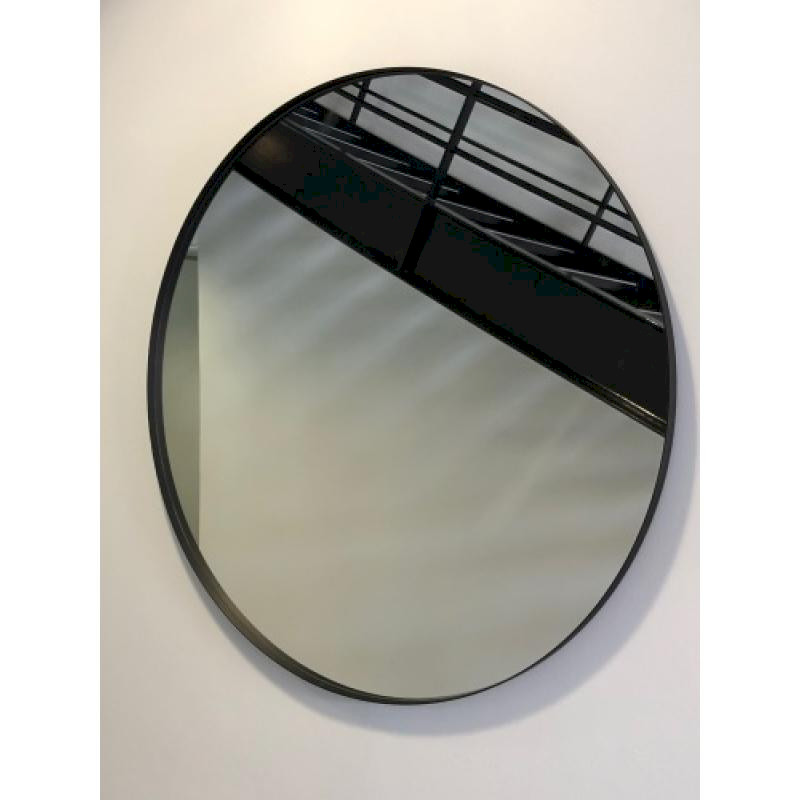 Miroir verre rond Mitiaro encadre métal noir Ø 80 cm (épaisseur 4 mm) avec support de fixation soudé