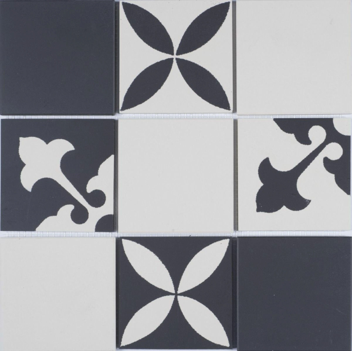 Mosaique cérame 10x10x0,9cm décor type carreau ciment - 30,7x30,7 - Réf.CEMI03