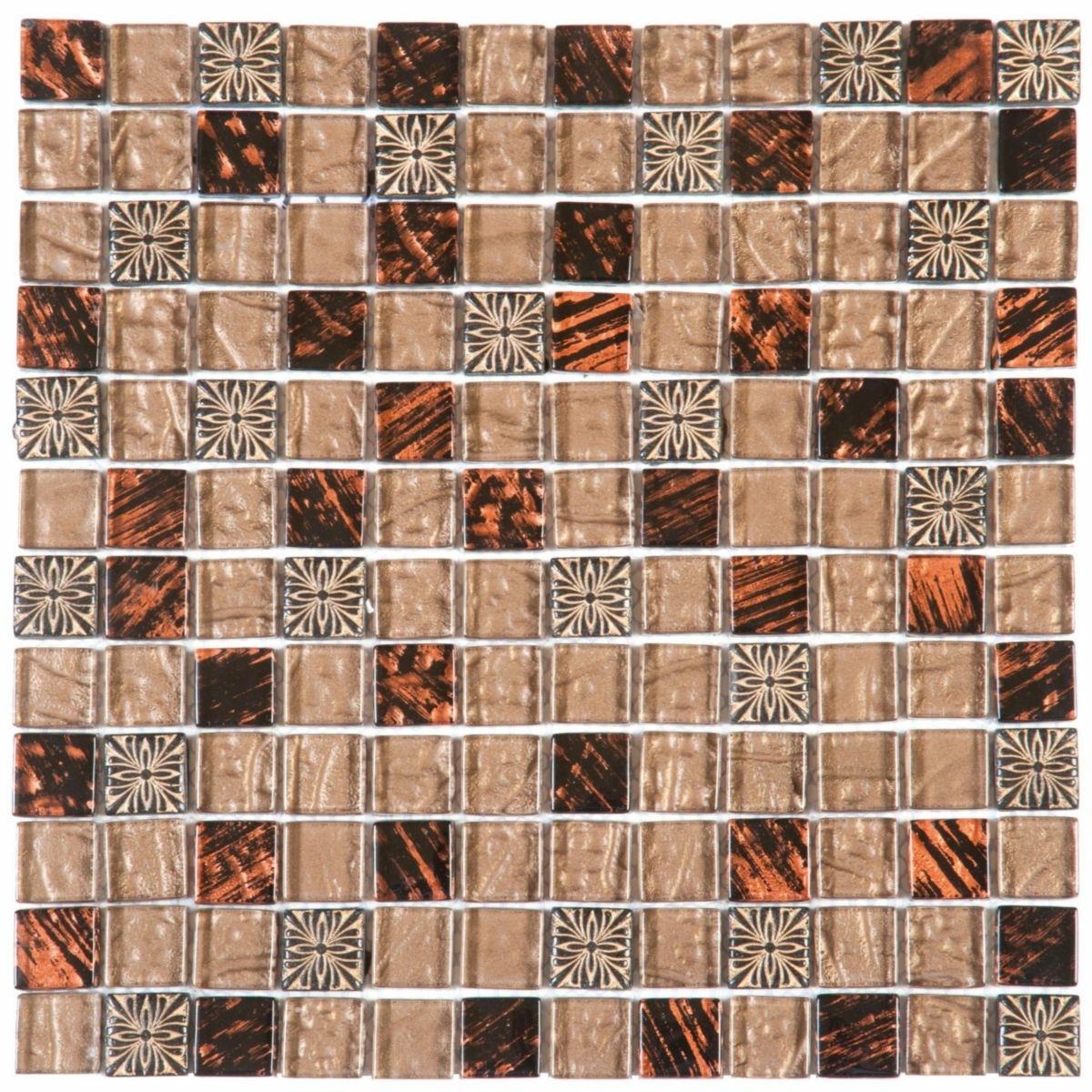 Verre reconstitué Bati Orient marron brut mosaïque - 30x30 - Réf.VEMI99
